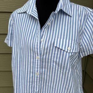 J.Crew women’s size  8 striped 1/4 button down short sleeve shirt
